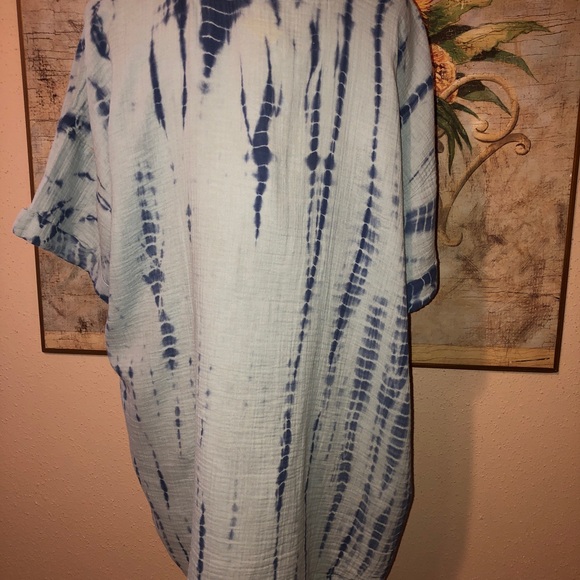 Sz L J. Jill Light Blue Tie-Dye Tunic Shirt Boho - Picture 13 of 16